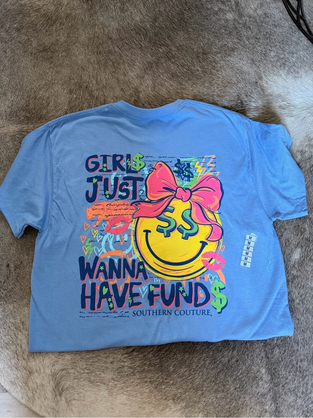 Southern Couture Blue 'Girls Just Wanna Have Funds' Graphic Tee